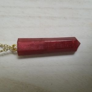 Red and Gold Resin Faux Crystal Necklace